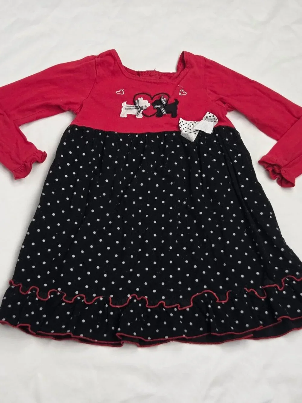 Sophie Rose Girl's Size 6/6 Corduroy Dress Scottie Dogs Red Black Polka Dot